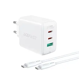Зарядний пристрій Acefast A13 USB/2 Type-C QC PD 65W білий + кабель Type-C to Type-C - мініатюра 3