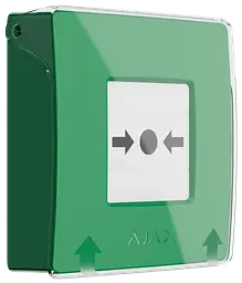 Бездротова настінна кнопка для активації пожежної тривоги Ajax ManualCallPoint Green