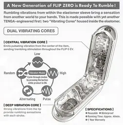 Мастурбатор Tenga Flip Zero EV (Electronic Vibration) розкладний японський з вібрацією, 18х7.5 см (білий) - мініатюра 6