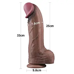 Фалоімітатор Dual-Layered Silicone Cock 13" коричневий LoveToy - мініатюра 2