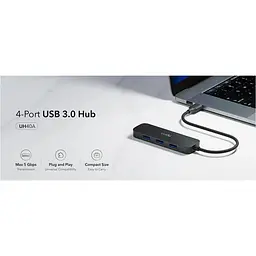 USB-Хаб Cudy USB 3.0 Type-A - 4хUSB 3.0 Black (UH40A) - мініатюра 4