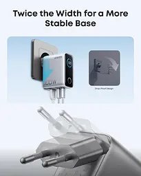 Мережевий зарядний пристрій Anker GaN Charger 100W, 2xUSB-C PD & 1xUSB-A w Display and Cable Silver (7232957) - мініатюра 3