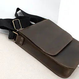 Сумка чоловіча шкіряна Handycover S417 коричнева матова з клапаном - мініатюра 4