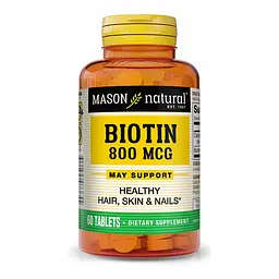 Вітаміни та мінерали Mason Natural Biotin 800 mcg, 60 таблеток