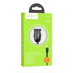 АЗП Hoco Z43 Mighty single port QC3.0 car charger set ( Micro ) Black - мініатюра 3