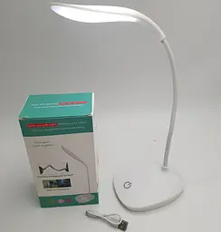 Світлодіодна настільна LED-лампа, сенсорний гнучкий світильник 28 см, 3 режими яскравості DESK LAMP UKC M1, біла