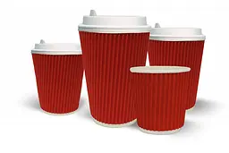 Стакан двошаровий гофрований 500 мл червоний 20 шт/рук - мініатюра 2