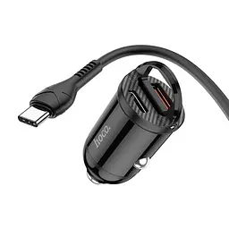 Автомобільний зарядний пристрій 1USB + Type-C Hoco NZ2 Link PD30W+QC3.0 Black + Cable Type-C to Type-C 1m - мініатюра 2