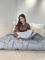Ковдра євро стьобана всесезонна з холофайбера на кнопках Leri Max 21450 200х220 см сіра - мініатюра 7