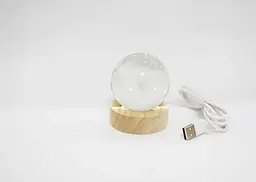 Нічник кришталева куля 3D світильник "Зоряна Галактика" круглий на дерев'яній підставці 6см від USB UKC - мініатюра 6