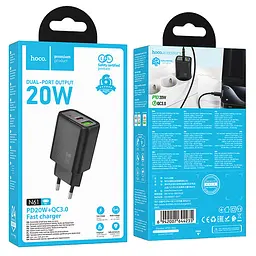 МЗП Hoco N61 Gentle PD20W+QC3.0 (1USB-A/1C) Black - мініатюра 4