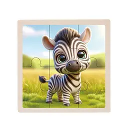 Дитячий дерев'яний пазл-вкладиш "Зебра" Bambi MD 1509-22, 6 елементів 9,8 х 9,8 х 0,4 см