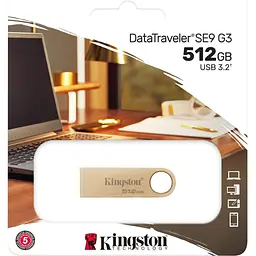USB флеш-накопичувач Kingston DataTraveler SE9 G3 512GB USB-A 3.2 Gen 1 Gold (DTSE9G3/512GB) [103328] - мініатюра 3