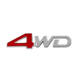Емблема напис 4WD хром+червоний 127×32мм метал (на скотчі)