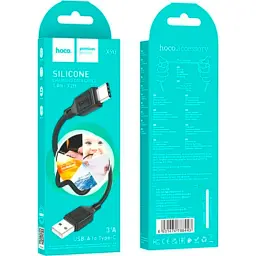 Дата кабель USB 2.0 AM to USB-C 1.0m Cool silicone X90 black HOCO (6931474788443) - мініатюра 5