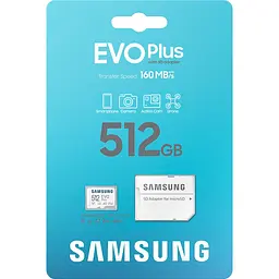 Карта пам'яті Samsung microSDXC EVO Plus 512GB Class 10 UHS-I U3 V30 A2 + SD Adapter (MB-MC512SA/EU) [158490] - мініатюра 3