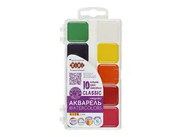 Акварельні фарби ZIBI 10 кольорів CLASSIC, без/п, пласт./кор., KIDS Line