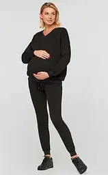 Світшот трикотажний для вагітних і мам-годувальниць oversize Liverpool розмір L-XL Lullababe Чорний - мініатюра 2