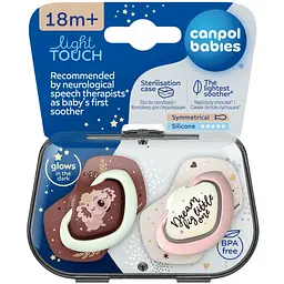Пустушка Canpol babies Sleepy Koala силіконова симетрична 18+ міс. 2 шт. бордова з рожевим (22/660_pin)