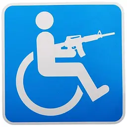 Наліпка знак Інвалід з автоматом синій 11x11см