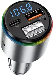 Автомобільний зарядний пристрій Proove FM Launcher Power Drive 30W (PD+QC3.0) Type-C+USB silver (FMPD30110006) - мініатюра 2