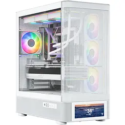 Корпус Modecom VOLCANO AQ500 ARGB MIDI FRONT LCD 6,2”, 4x120mm fans WHITE без БЖ ATX - мініатюра 4