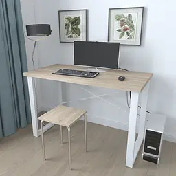 Письмовий стіл Ferrum-decor Драйв 750x1400x700 Білий метал ДСП Дуб Сонома 32 мм (FRD-103418)