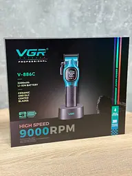 Професійна машинка для стриження з насадками VGR V-886C акумуляторна бездротова машинка для стрижки Чорний із Синім - мініатюра 8