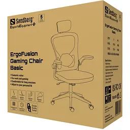 Крісло ігрове Sandberg ErgoFusion Gaming Chair Basic чорне - мініатюра 6