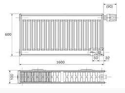 Радіатор сталевий Korado 22VK 600x1600 мм нижнє підключення Білий 30412 - мініатюра 2