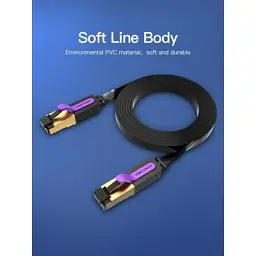 Патч-корд 1м, FTP cat 7 RJ-45 black Vention (ICABF) - мініатюра 2