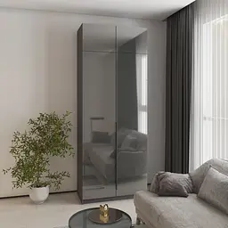 Шафа 2-дверна з антресоллю MebelStar Оскар Gloss BL-B, комплект полиць 100x52x260 см Антрацит/Антрацит (MBS-5397)