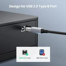 Кабель Type B 2.0 to USB-C UGREEN US370 Printer Cable 2m Black (80807) - мініатюра 8