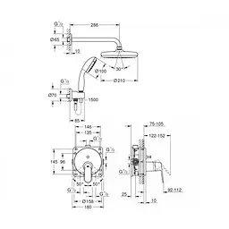 Душова система Grohe Eurosmart Cosmopolitan 25219001, Хром - мініатюра 2