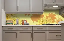 Вініловий кухонний фартух Осінні мотиви наклейка для кухні листя квіти Природа Жовтий Happy Pocket Z181612 - мініатюра 4
