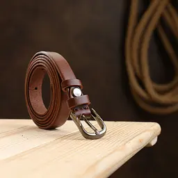 Гладкий шкіряний ремінь для жінок 20750 Vintage коричневий 116 см - мініатюра 6