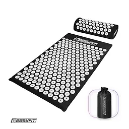 Масажний килимок EasyFit з подушкою (аплікатор Кузнєцова) + чохол Чорний з білим