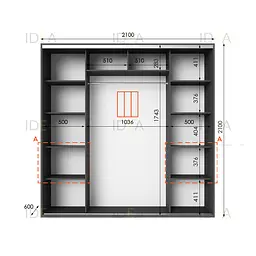 Шафа-купе Idea серія 7 210 x 60 x 210 см Антрацит Дзеркало - мініатюра 2