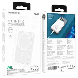 Магнітний повербанк Borofone BJ25 Plus Reach magnetic wireless power bank (10000mAh) білий - мініатюра 8