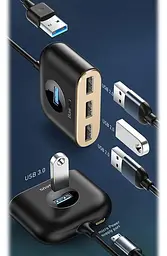 USB-Хаб Baseus Square Round USB to USB 3.0 + 3USB 2.0 (1m) black (CAHUB-AY01) - мініатюра 2