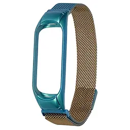 Ремінець Міланська петля райдужна для Xiaomi Mi Band 3/4, 40 золотисто-синій