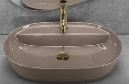 Умивальник Rea Aura накладний 61x41 см beige shiny REA-U6381 - мініатюра 6