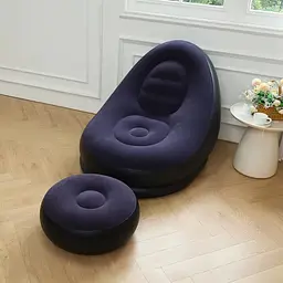 Надувний диван з пуфом Air Sofa / Надувне велюрове крісло з пуфиком + насос Фіолетовий - мініатюра 2