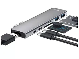 Багатофункціональна док-станція типу-C HAGiBiS USB-C DC7 Gray 04214 - мініатюра 3