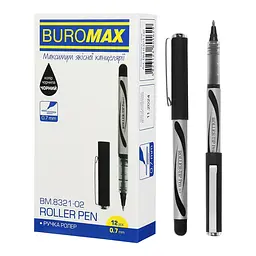Ручка ролер 0.7 мм, чорний BM.8321-02 Buromax (4823126801636) - мініатюра 3