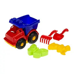 Дитяча машинка Самоскид "Тотошка" №2 Colorplast 0176(Red) лопатка, грабельки, 2 пасочки