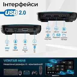 Смарт ТВ приствка Vontar H618 4/32Gb Android TV 11. Медіаплеєр 8K HDR. YouTube та фільми без реклами, налаштування Android TV у подарунок - мініатюра 9