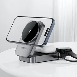 Бездротовий зарядний пристрій ACEFAST E22 Desktop 3-in-1 Wireless Charging holder Metal Gray (6974316284079) - мініатюра 6