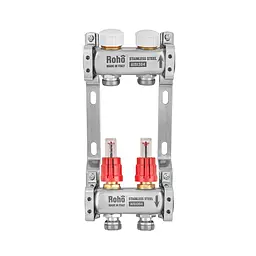 Колектор з витратоміром та термостатичними клапанами Roho R804-02M - 1"x 2 вих RO1043 - мініатюра 2