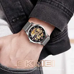 Чоловічий скелетон годинник Skmei 9199 (Сріблястий) - мініатюра 2